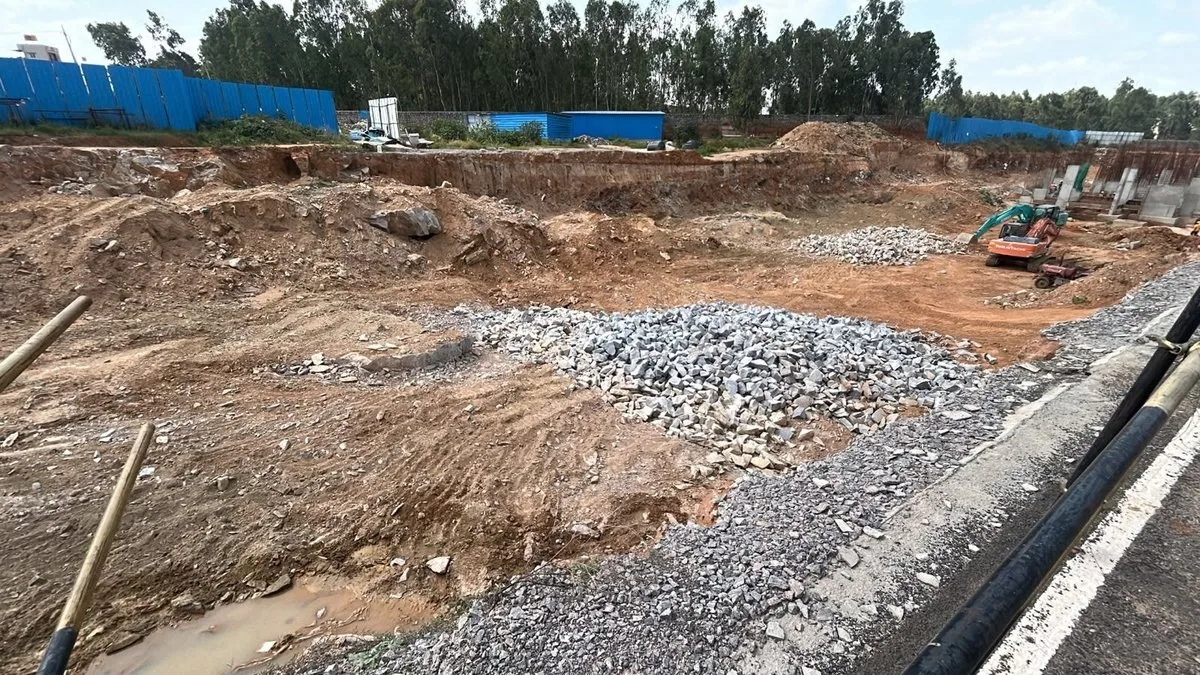 Excavated basement area on site — Casagrand Estancia, Kogilu, Bengaluru