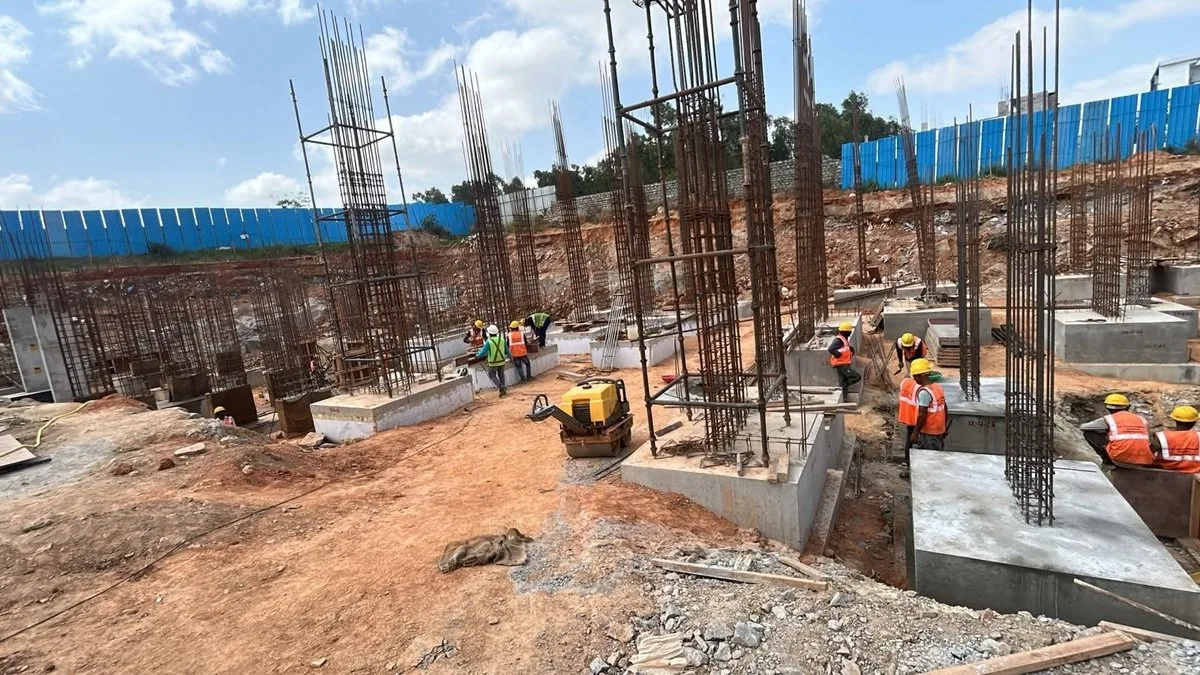 Column starters and footings under construction — Casagrand Estancia, Kogilu, Bengaluru