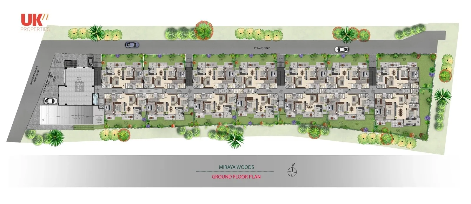 Master plan of the single low-rise block — Miraya Woods by UKN, Siddapura, Whitefield, Bengaluru