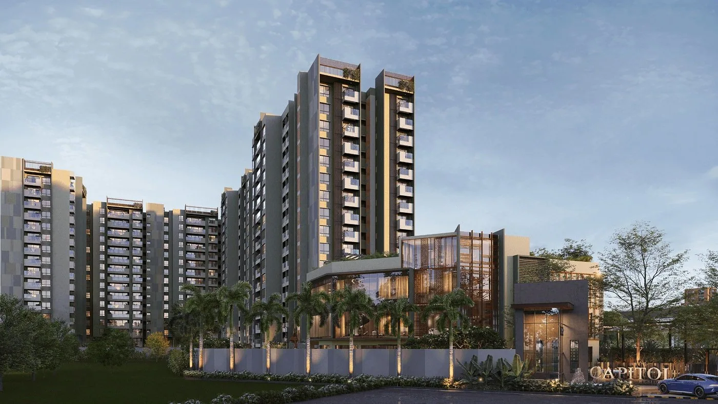 Towers from the approach — Sumadhura Capitol Residences, Bengaluru