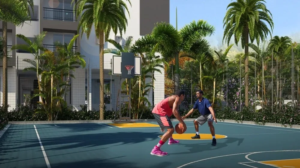 Basketball court between the blocks — Suvarna Homes, Hoskote, Bengaluru