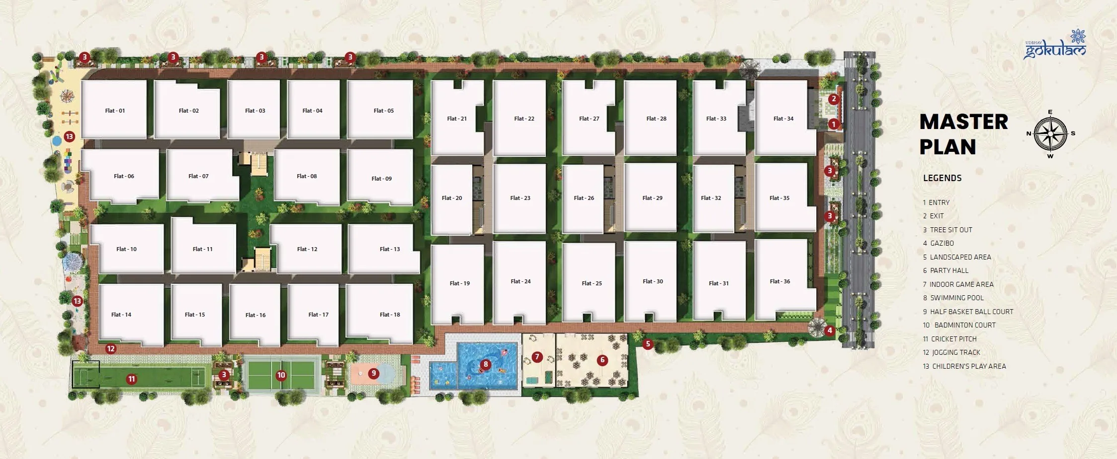 Master plan of the two blocks and amenity areas — Udbhav Gokulam, Balagere, Bengaluru
