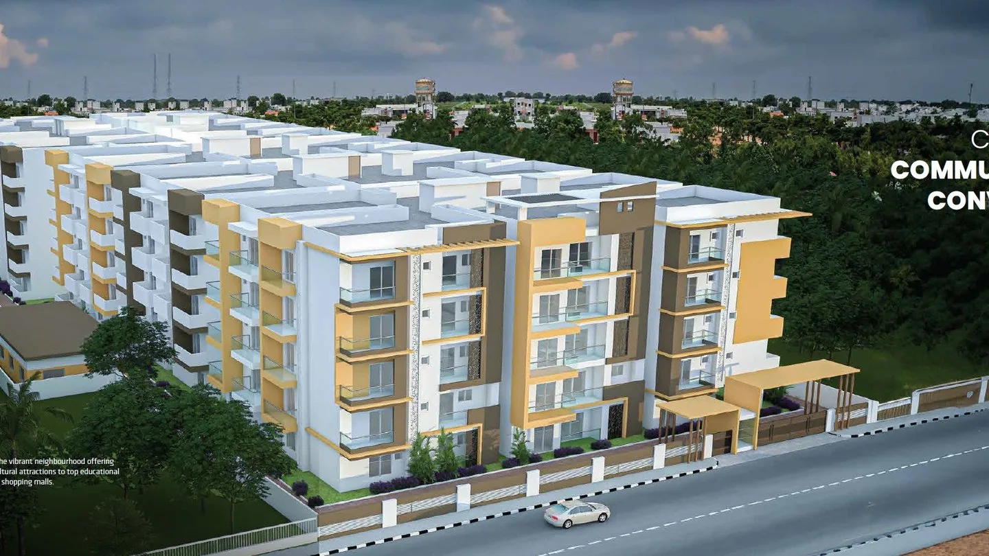Tower view from the road — Udbhav Gokulam, Balagere, Bengaluru