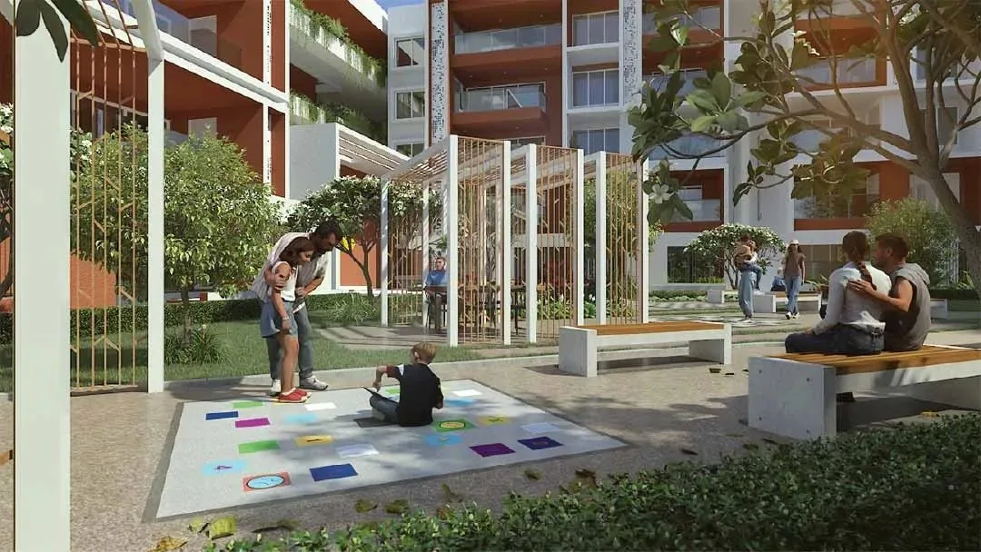 Landscaped courtyard — Vajram Chrysanthemum, Bengaluru