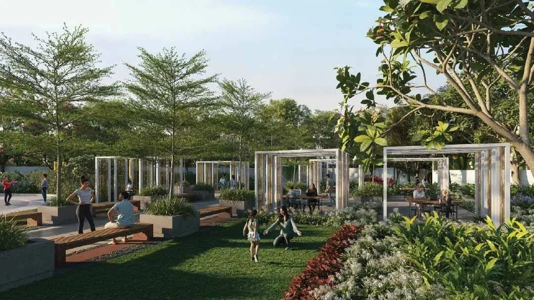 Outdoor lounge — Vajram Vivera, Bengaluru